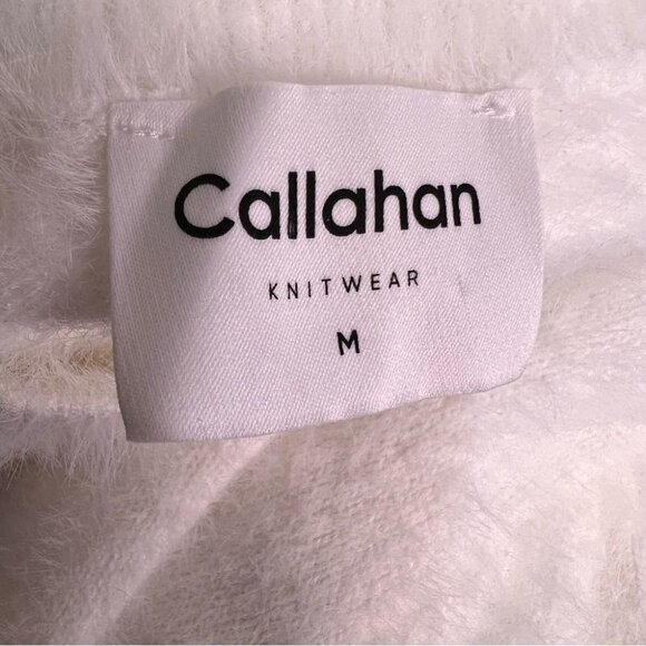 CALLAHAN Knitwear Cropped White Eyelash Balloon  Sleeve Sweater Size M - Picture 5 of 11